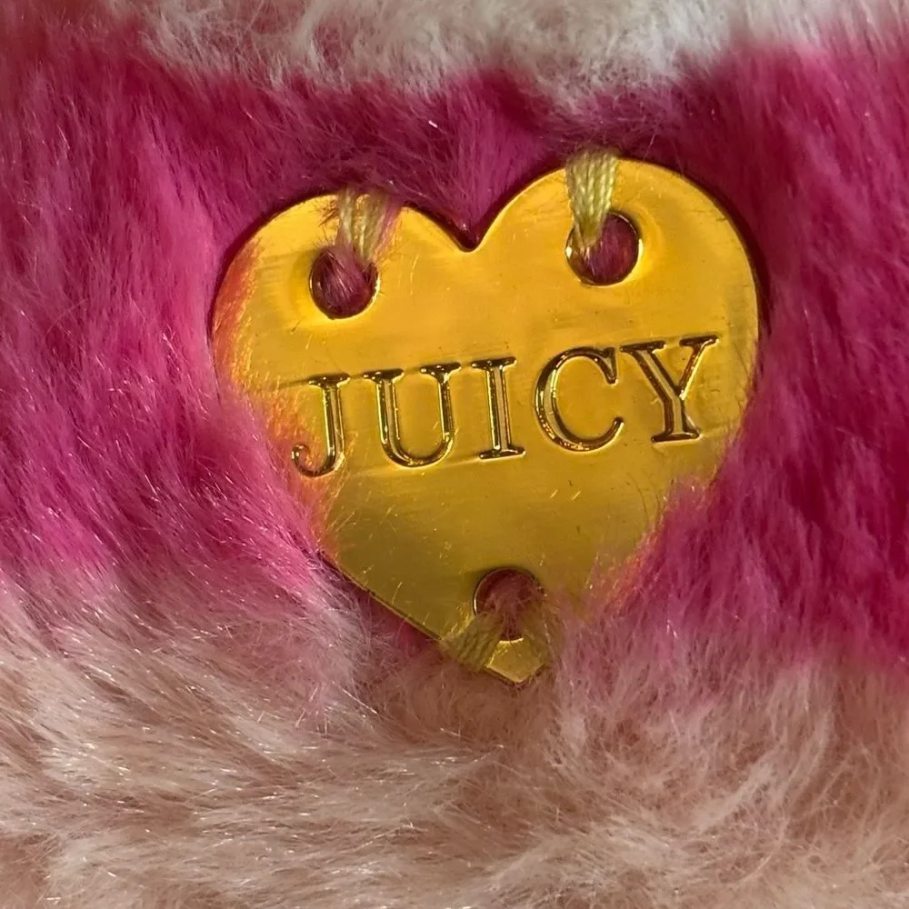 Juicy Couture Baby glam iridescent white plush cap hat head covering